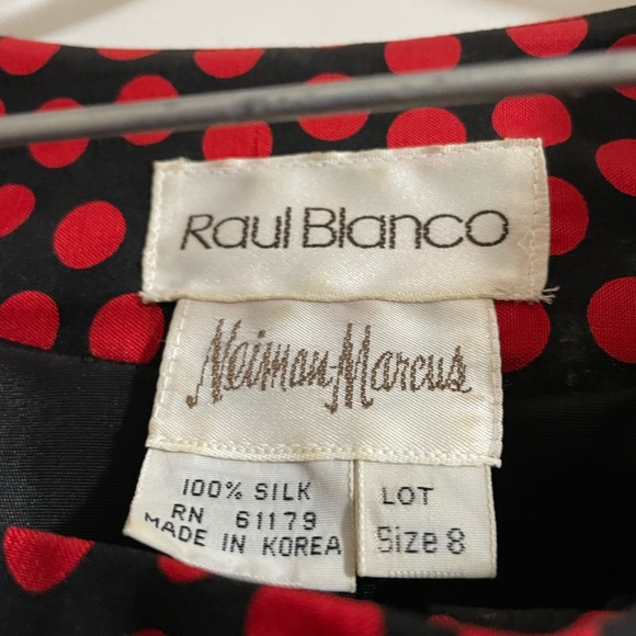 Raul Blanco For Neiman Marcus Silk Suit Womens Size 8 Puffy Sleeves - Picture 2 of 3